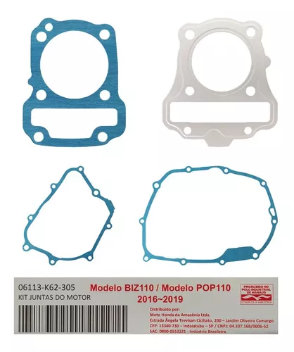 Jogo Junta Motor Pop Biz 110 2016/2022 Original Honda 06113K62305 - Imagem 2
