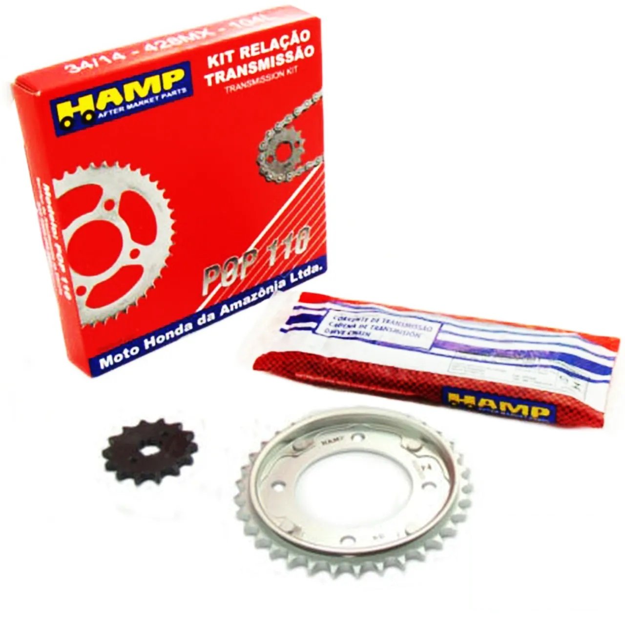 Kit Relação Transmissão Pop 110 2016 2024 Hamp H0640K62B00