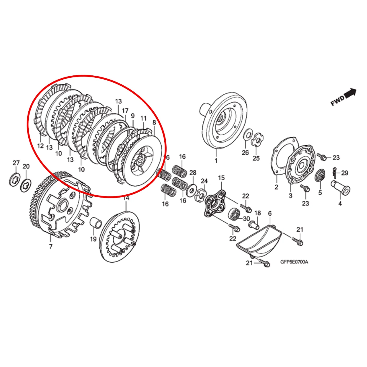 Kit Embreagem Pop 100 2007/2014 Original Honda 06222GFP305 - Imagem 2