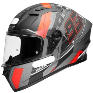 Capacete SMK 93 branco Vermelho preto Tam 58