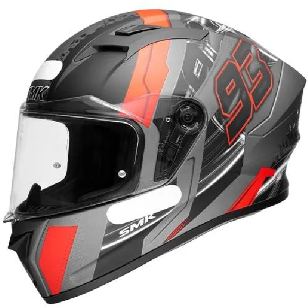 Capacete SMK 93 branco Vermelho preto Tam 58