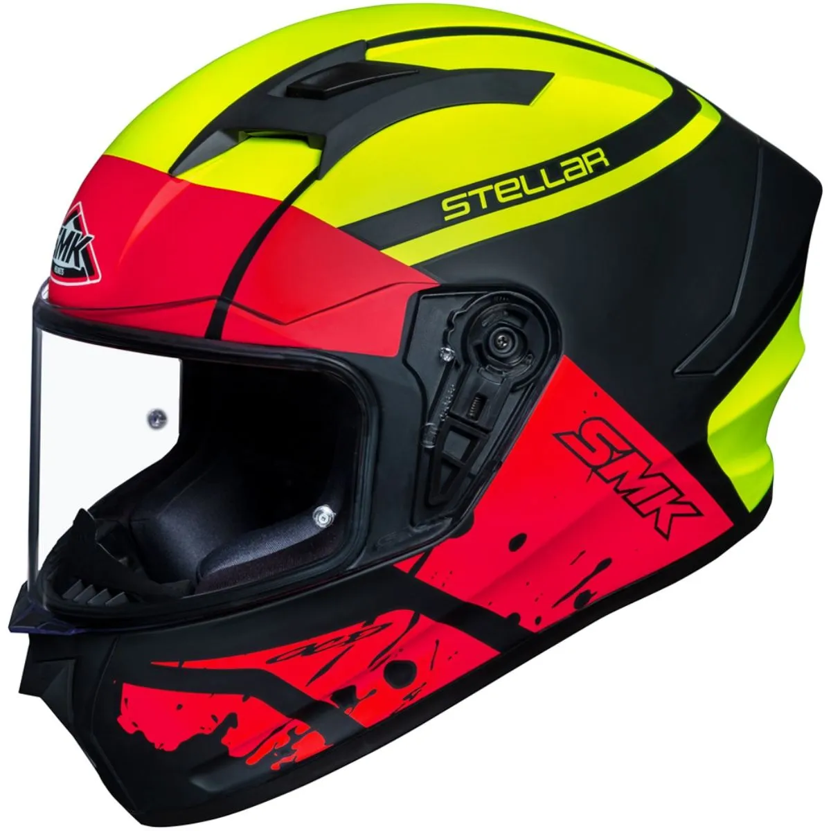 Capacete SMK Stellar Squad Preto,Amarelo,Vermelho Tam 60